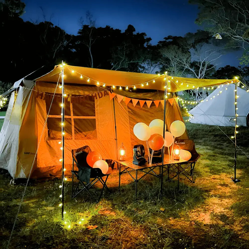 Cozy night under the stars in a luxury glamping tent, available in Singapore.