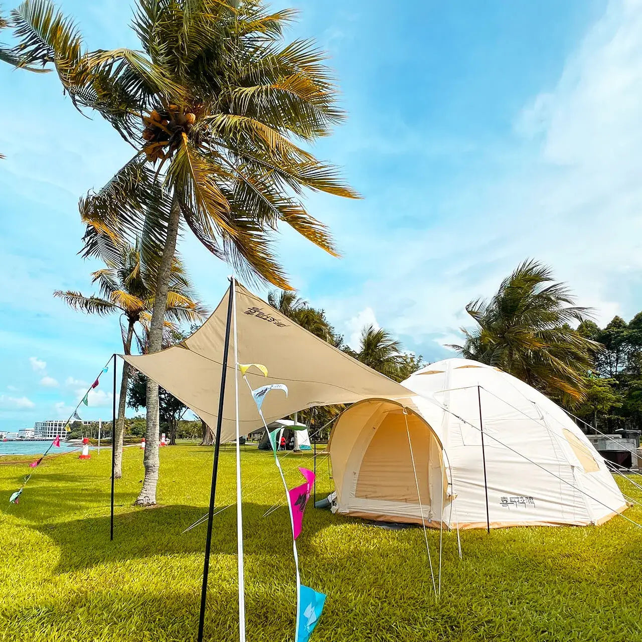 Tent Camp Rental at East Coast Park on a beautiful sunny day