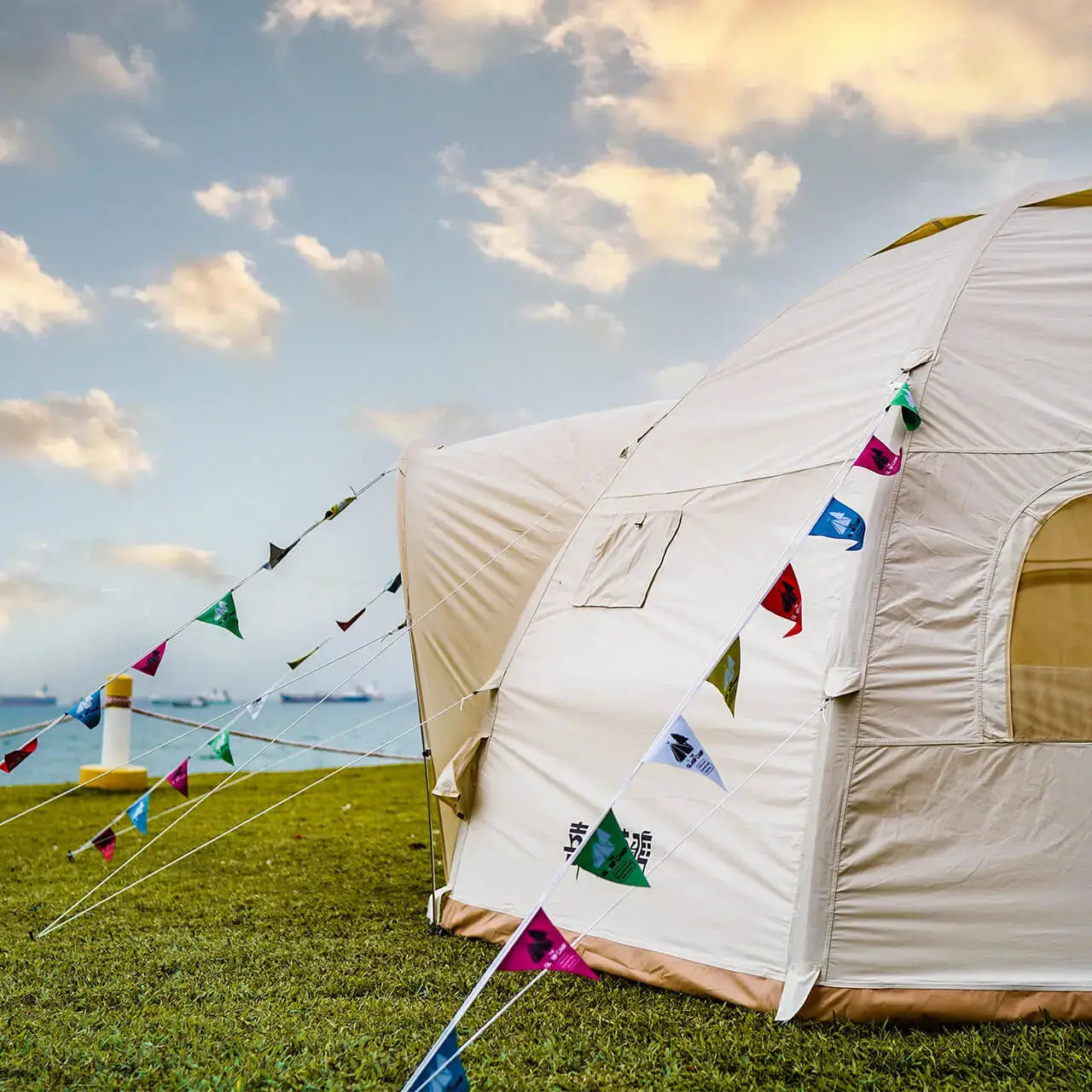 Beautiful sunset camp rental tent at east coast park, hassle free booking